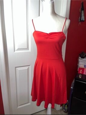 Fashion Nova Red Spaghetti-Strap Skater Dress